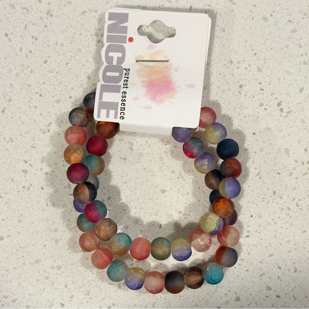 Frosted colorful Elastic bracelets 2pcs